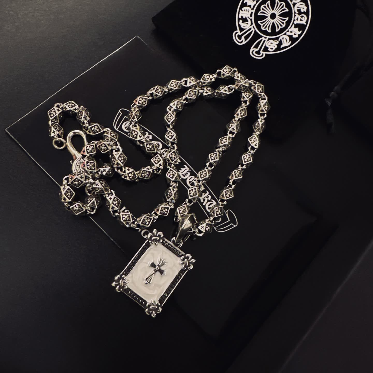 Chrome Hearts Rome Hearts Silver Cross Pendant Necklace